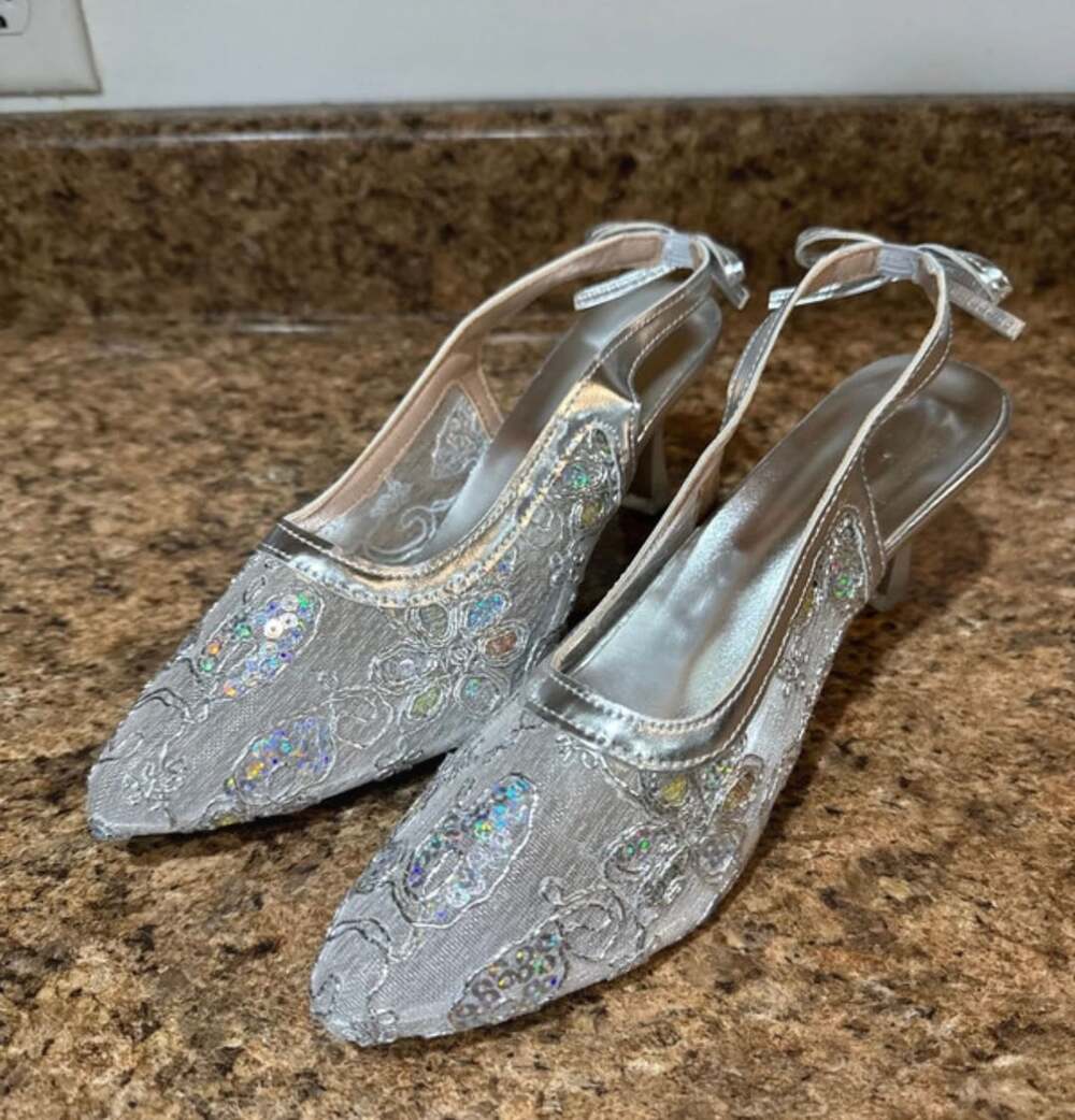 Heels Bridal Shoes Pointed Toe Wedding Pumps Size 7